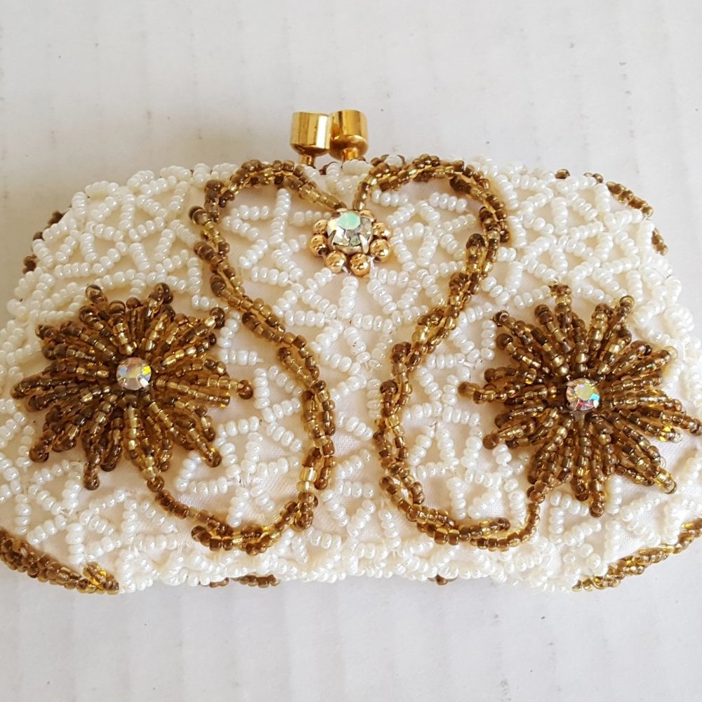 VINTAGE Beaded Change Coin Purse KITSCH 1940s